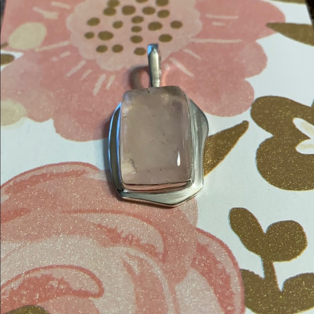 Sterling silver, rose quartz pendant